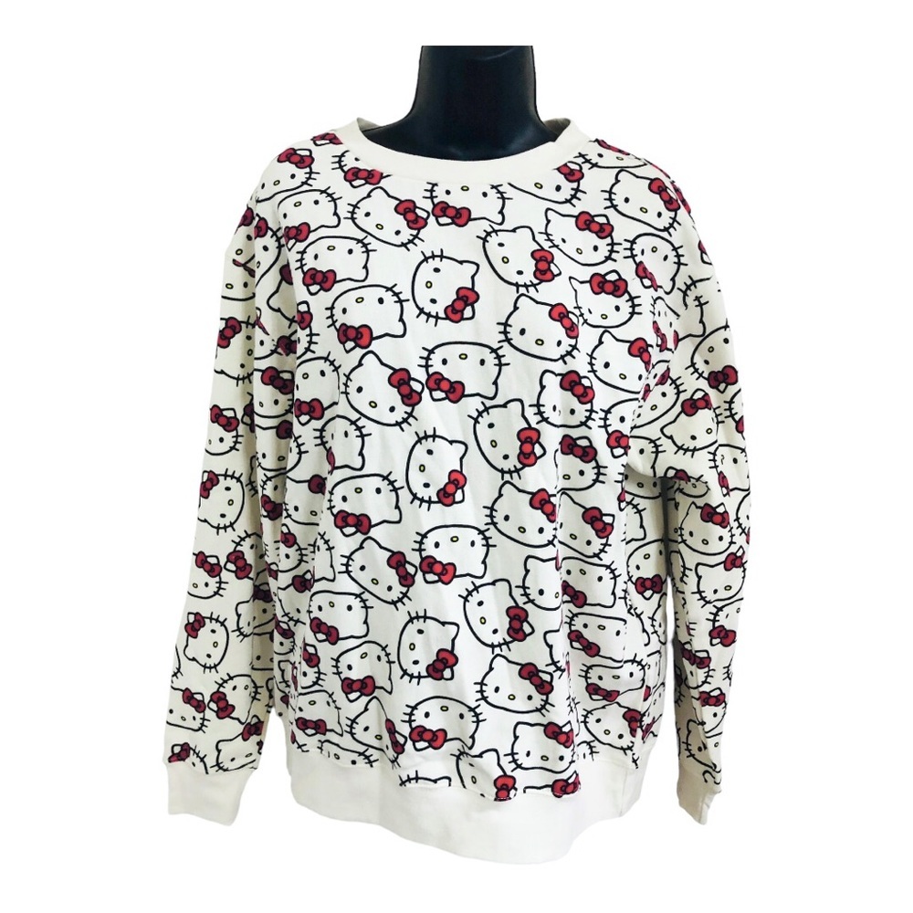 Hello Kitty cream hello kitty logo graphic print pullover sweatshirt size medium